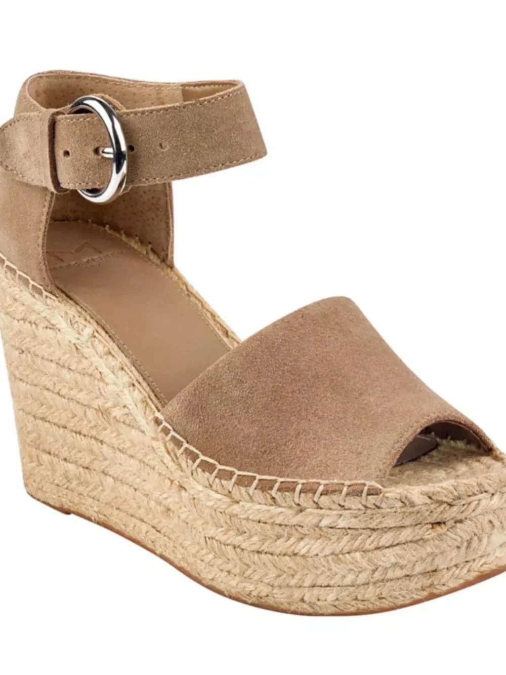 Marc Fisher Tan Suede Espadrille Wedge Sandals